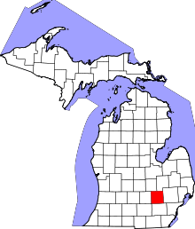 Map of Michigan highlighting Livingston County