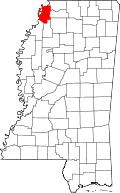 State map highlighting Tunica County