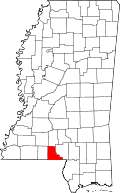 State map highlighting Walthall County