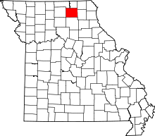 Map of Missouri highlighting Adair County