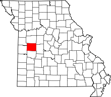 Map of Missouri highlighting Henry County