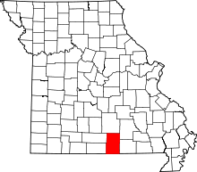 Map of Missouri highlighting Howell County