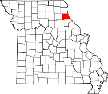 Map of Missouri highlighting Marion County