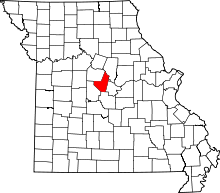 Map of Missouri highlighting Moniteau County