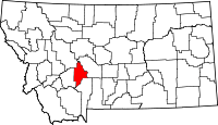 State map highlighting Broadwater County