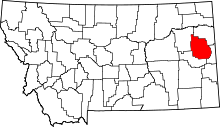 State map highlighting Dawson County