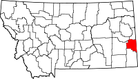 State map highlighting Fallon County