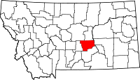 Map of Montana highlighting Musselshell County