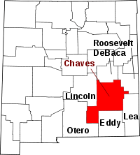 Map of New Mexico highlighting Chaves County