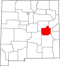 State map highlighting De Baca County