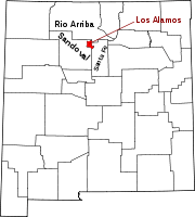 State map highlighting Los Alamos County