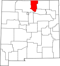 Map of New Mexico highlighting Taos County