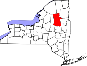 Map of New York highlighting Hamilton County