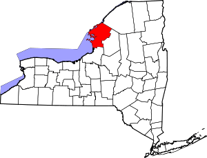 Map of New York highlighting Jefferson County