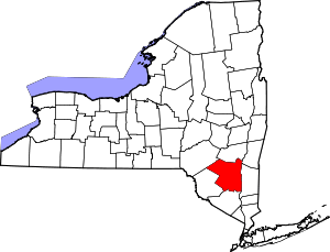 Map of New York highlighting Ulster County