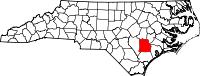 Map of North Carolina highlighting Duplin County