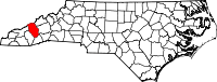 State map highlighting Haywood County