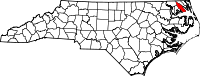 State map highlighting Pasquotank County