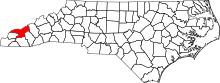 State map highlighting Swain County