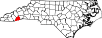 State map highlighting Transylvania County