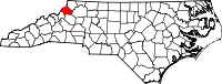 State map highlighting Watauga County