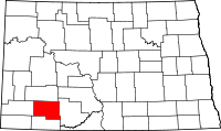 State map highlighting Hettinger County