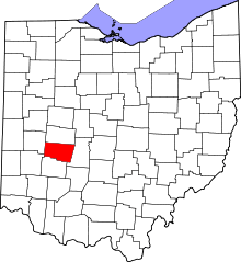 Map of Ohio highlighting Clark County