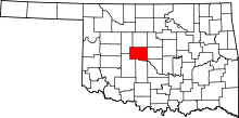 Map of Oklahoma highlighting Canadian County