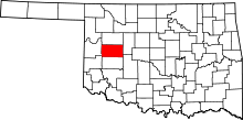 Map of Oklahoma highlighting Custer County