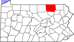 State map highlighting Bradford County