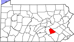 State map highlighting Lebanon County