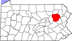 State map highlighting Luzerne County