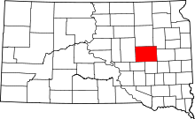 Map of South Dakota highlighting Beadle County