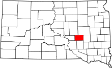 Map of South Dakota highlighting Jerauld County