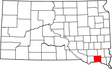 Map of South Dakota highlighting Yankton County