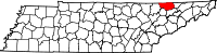 State map highlighting Claiborne County