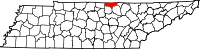 Map of Tennessee highlighting Clay County