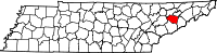 Map of Tennessee highlighting Jefferson County