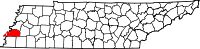 Map of Tennessee highlighting Tipton County