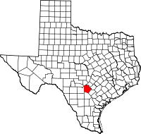 Map of Texas highlighting Bexar County