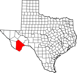 Map of Texas highlighting Brewster County