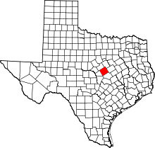 State map highlighting Coryell County