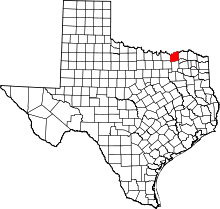 State map highlighting Fannin County