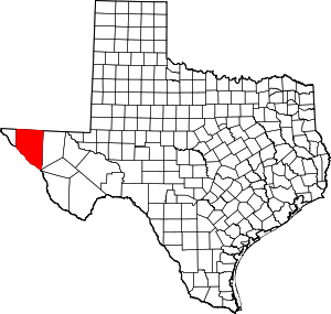 State map highlighting Hudspeth County