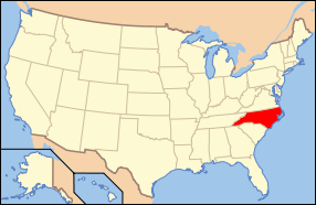 Map of the United States highlighting North Carolina