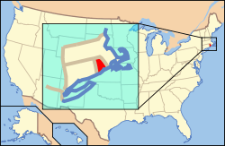 Map of the United States highlighting Rhode Island