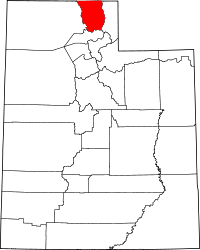 Map of Utah highlighting Cache County