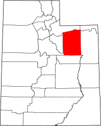 State map highlighting Duchesne County