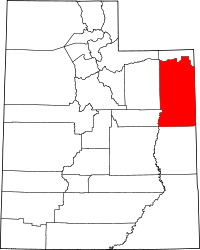 Map of Utah highlighting Uintah County