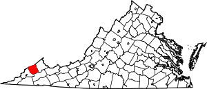 State map highlighting Dickenson County